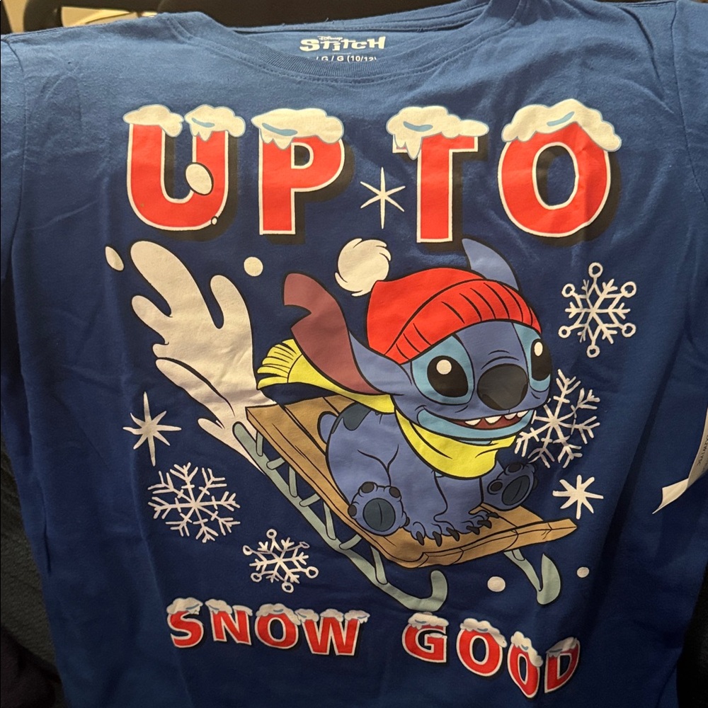 Disney‎ Blue Stitch Sledding T-Shirt